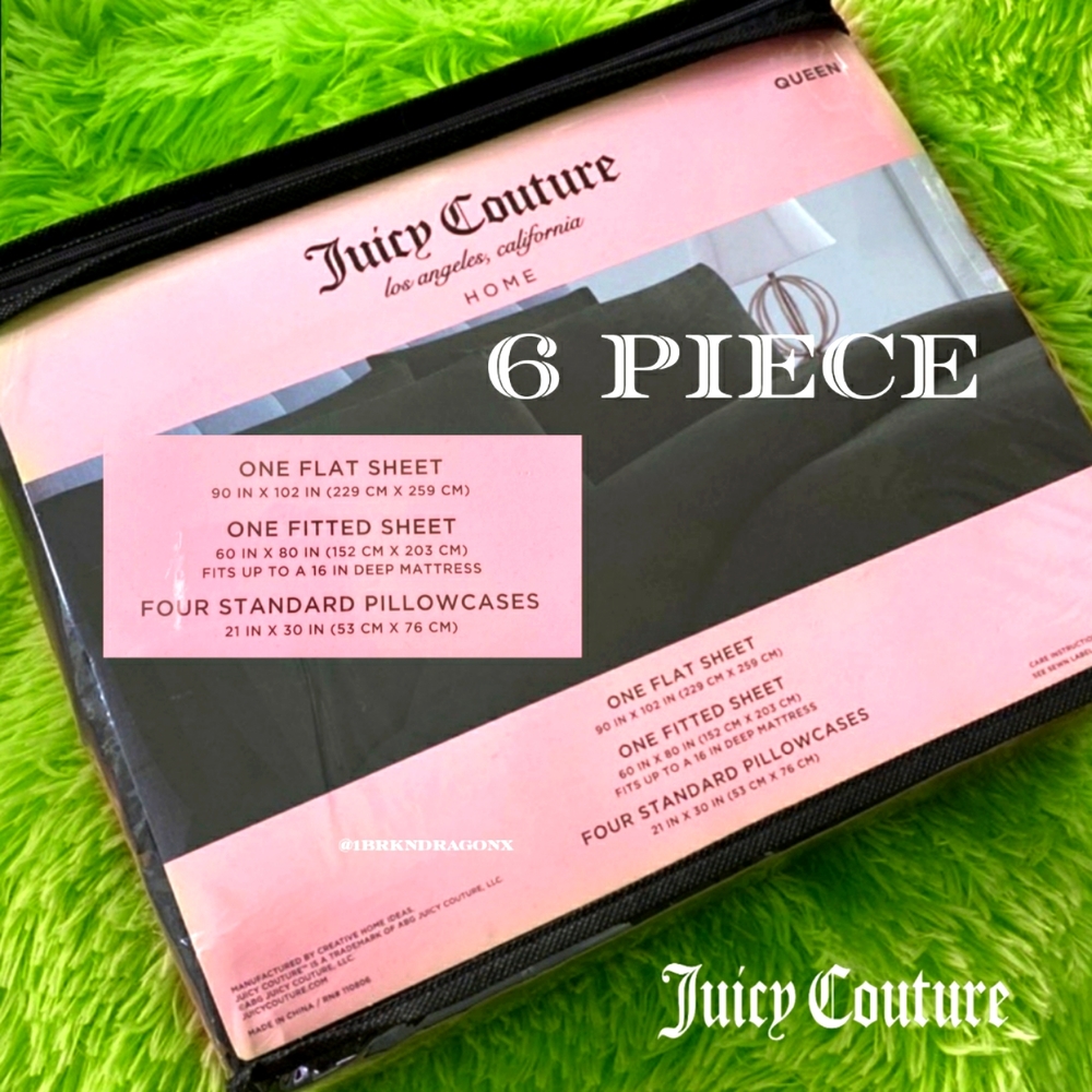NWT Juicy Couture 6 Piece Sheet Set Queen Sheet Bed Set Bedding